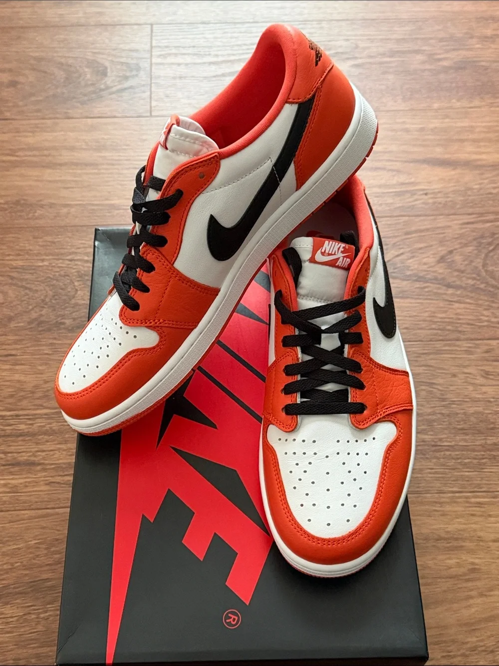 Brand New: Nike Air Jordan 1 Low OG Sneakers - White & Orange - Men's